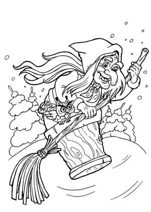 Баба Яга раскраска 1