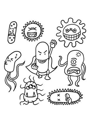 Бактерии и Вирусы раскраска 12