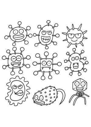 Бактерии и Вирусы раскраска 2