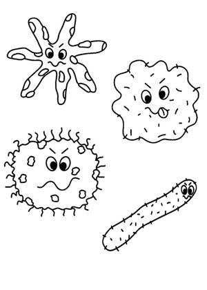 Бактерии и Вирусы раскраска 3