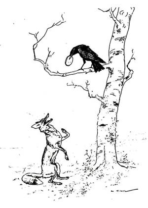 Ворона и Лисица – раскраска 10