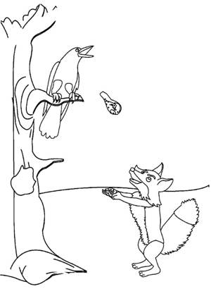 Ворона и Лисица – раскраска 12