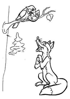 Ворона и Лисица – раскраска 13