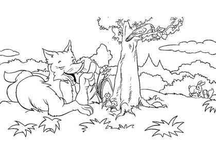 Ворона и Лисица – раскраска 16