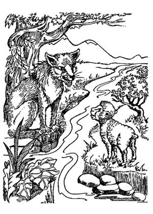 Волк и Ягненок – раскраска 2