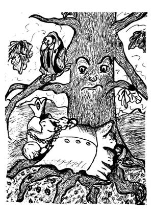 Свинья под дубом – раскраска 37