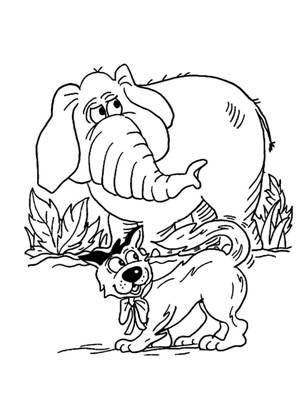 Слон и Моська – раскраска 40