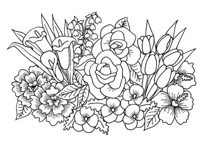 Букеты цветов — раскраска 19