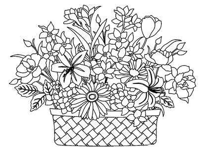 Букеты цветов — раскраска 23