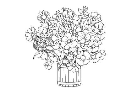 Букеты цветов — раскраска 24
