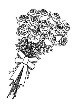 Букеты цветов — раскраска 4