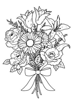 Букеты цветов — раскраска 6