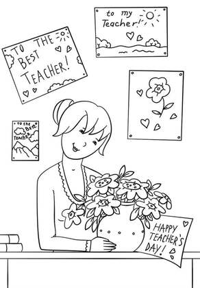 Раскраски День учителя День учителя – раскраска 7