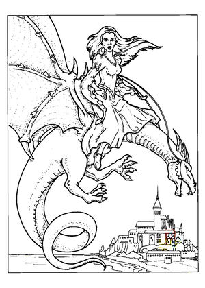 Драконы — раскраска 12