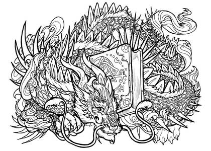 Драконы — раскраска 23