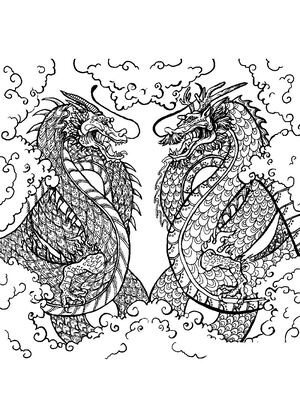 Драконы — раскраска 3