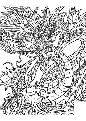 Драконы — раскраска 6