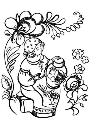 Раскраски Гжель Гжель – раскраска 15