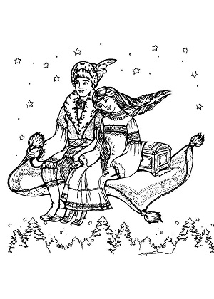 Конёк Горбунок — раскраска 7