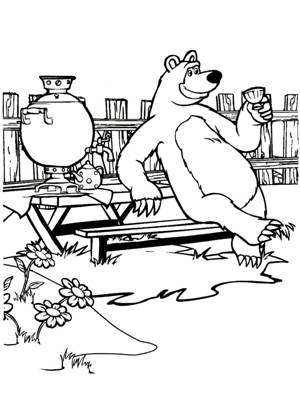 Раскраски Маша и медведь Маша и медведь раскраска 13