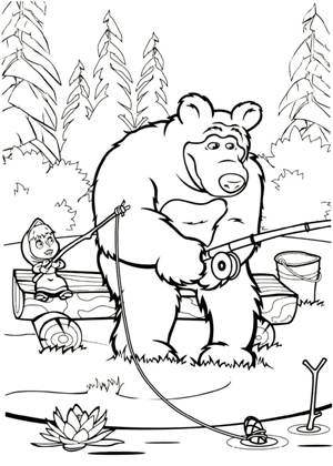 Раскраски Маша и медведь Маша и медведь раскраска 15