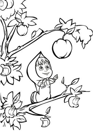 Раскраски Маша и медведь Маша и медведь раскраска 21