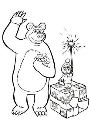 Раскраски Маша и медведь Маша и медведь раскраска 4