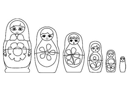Матрёшки раскраска 3