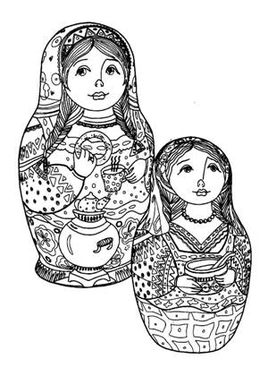 Матрёшки раскраска 4