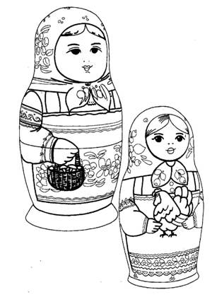 Матрёшки раскраска 7