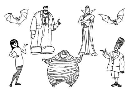 Монстры на каникулах раскраска 1