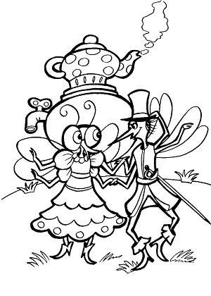 Муха-Цокотуха – раскраска 1