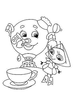 Муха-Цокотуха – раскраска 2