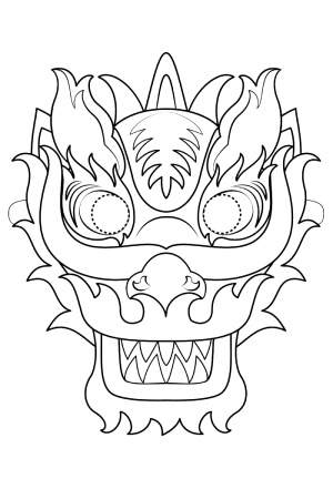 Маски Дракона на Новый 2024 год Маски Дракона на Новый 2024 год – раскраска 14