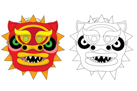 Маски Дракона на Новый 2024 год Маски Дракона на Новый 2024 год – раскраска 4