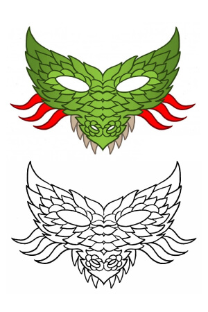 Маски Дракона на Новый 2024 год Маски Дракона на Новый 2024 год – раскраска 6