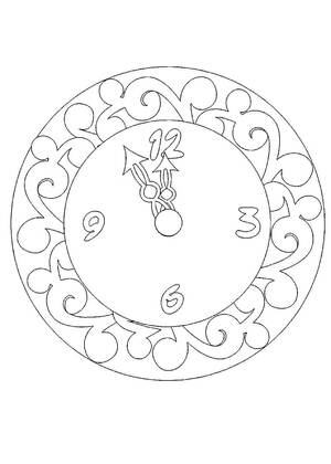 Новогодние Часы — раскраска 13