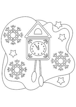 Новогодние Часы — раскраска 19