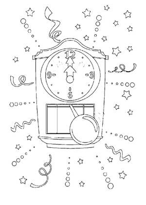 Новогодние Часы — раскраска 26