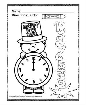 Новогодние Часы — раскраска 8