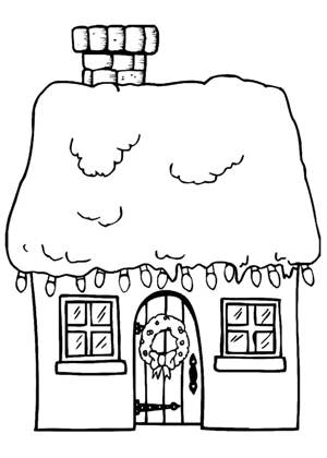 Новогодние домики раскраска 1