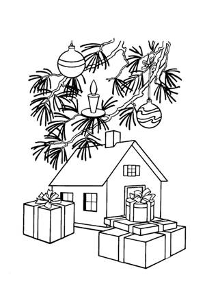 Новогодние домики раскраска 10