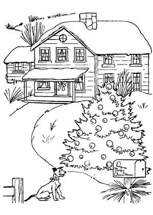 Новогодние домики раскраска 14