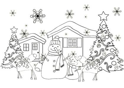 Новогодние домики раскраска 15