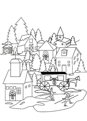 Новогодние домики раскраска 19
