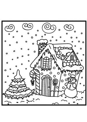 Новогодние домики раскраска 2