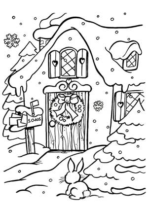 Новогодние домики раскраска 3