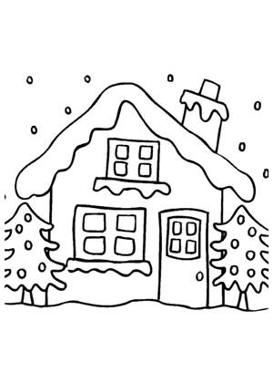 Новогодние домики раскраска 32
