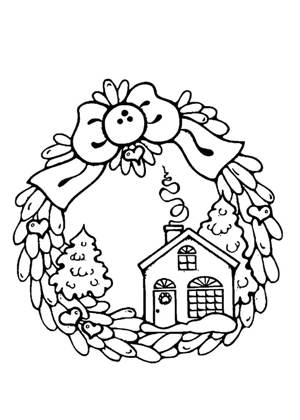 Новогодние домики раскраска 35