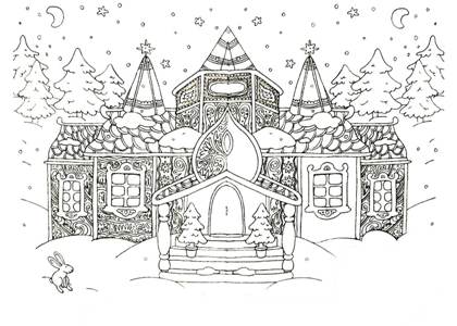 Новогодние домики раскраска 38
